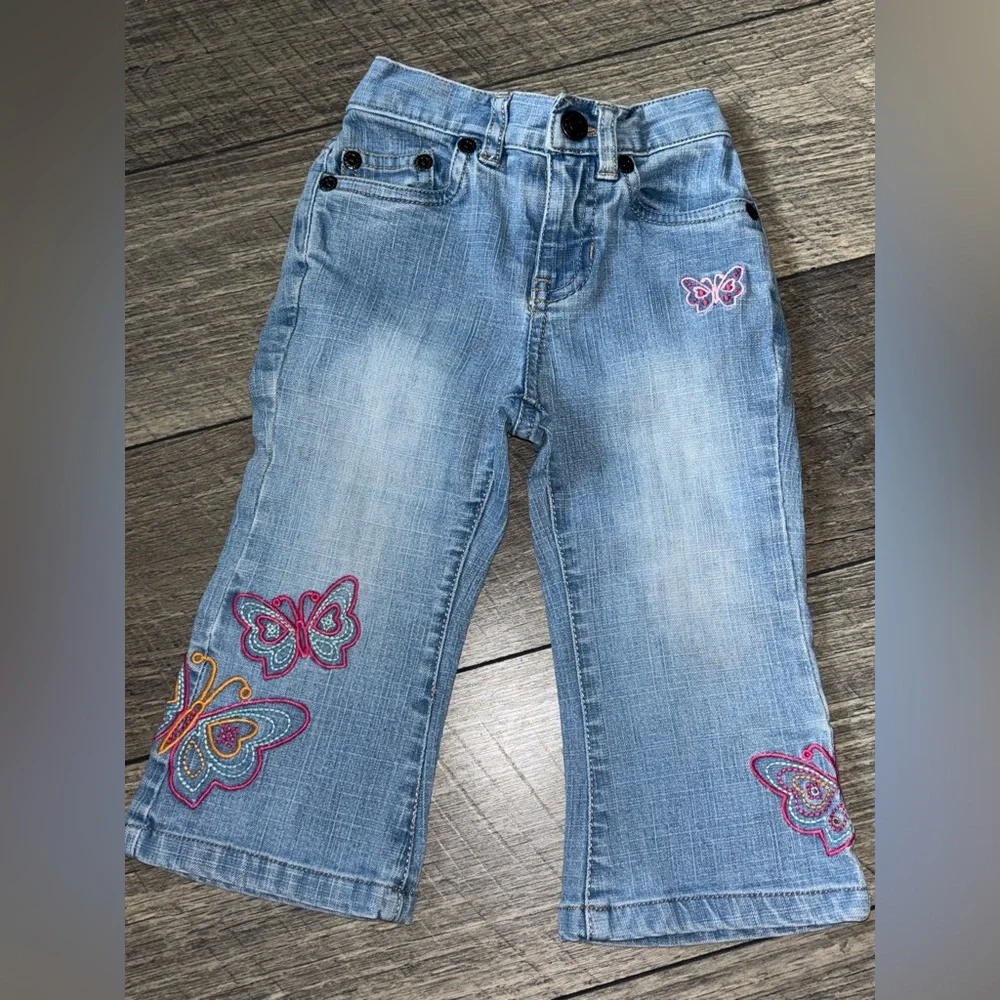 Baby GAP Stretch Butterfly Embroidery Jeans Size 12-18M - Picture 1 of 4